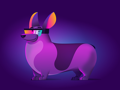 Mars the Corgi ar glasses corgi dog dog illustration illustration mascotte neon personage vector