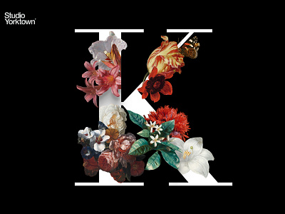 Moody Floral Letter K didone didot florals flowers font illustration letter monogram typography