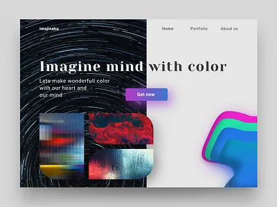 Imajinaku Landing Page Exploration abstract black clean color colorfull illustration landing purple red storm ui web webdesign website