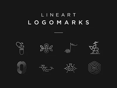 Lineart Logomarks abstract drug eye hat horse house lab laboratory logo logodesign logotype music note pharmacy plants sound suprematic wood