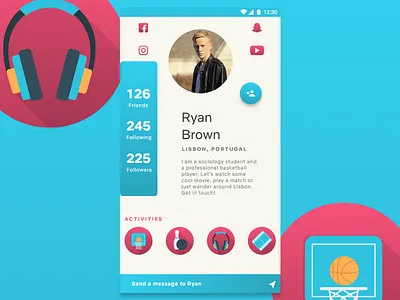 Profile Page for social activity app app design design gradient profile profile page social app ui ui design