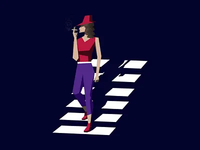 Day 9 I Smoking Girl 100dayschallenge character girl illustration minimal smoking stairs