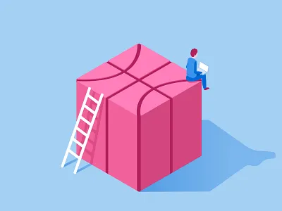 Dribble - square ball 3d adobeillustator adobeillustration ball coding creative dribbble dribbble invite inspirational isometric isometric art people pragramming square tech vector