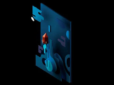 Paper Rocket #2 3d 3d art 3d artist 3dartist 3dmodel 4dcinema blender blender3d cgi desiger design illustration isometric low poly model paper polygon render rocket style