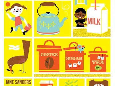 Jane Sanders Editorial1 Week1 animals cute design family happy illustration sun texture vector