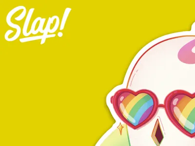 Slap with Pride! art artwork character colorful design fun glasses illustration lgbtq pride pride month rainbow skull slap slaptastick stickers subscription subscription box vector yellow