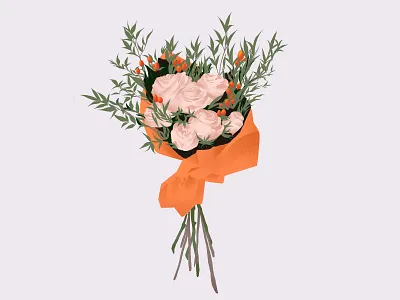Bundled art bouquet elegant floral flower flowers graduation illustration leaves natural orange procreate rose vancouver