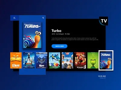 Smart Tv ui blue cartoon cartoonmovies dark movies online scifi sports television turbo tv