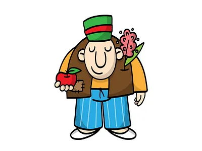 Haji Stickers: Nowruz apple cartoon character design digitalart flower funny illustration nowruz persian sticker vector