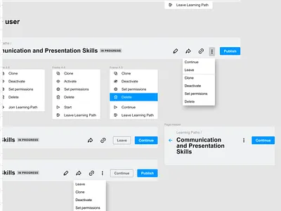 Valamis Content Page Comps WIP buttons components dropdown header icons ui valamis