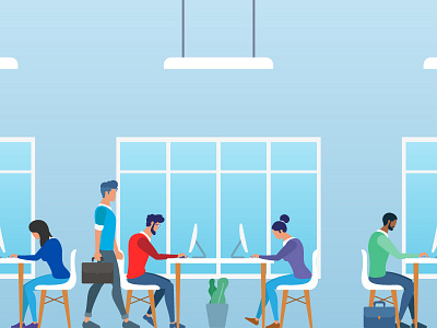 Open Space Office client company illustration office officer people startup worker workplace
