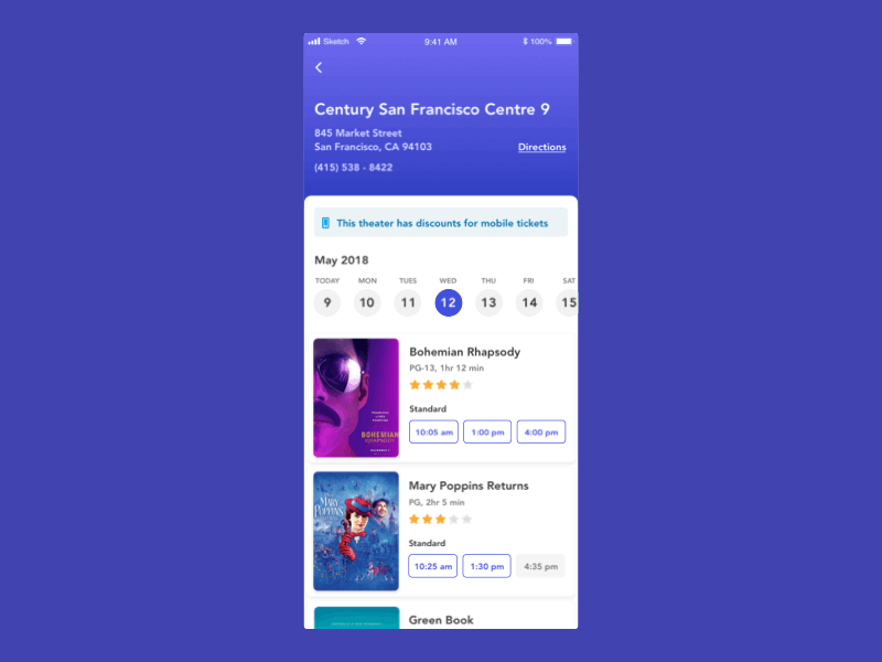 Reserving a theater seat disney mary poppins movie theater principle principleapp ui ui animation