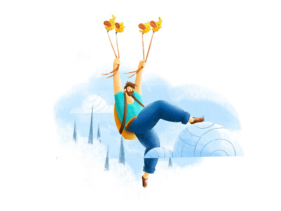 Adventuro - Start the journey adventure backpack bird cloud flat illustration flying illustration journey landing page story summer travel