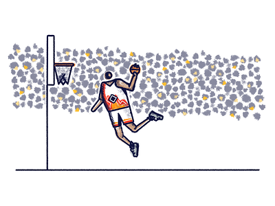 JumpMan athlete basketball basketball court basketball logo brush crowd dunk illustration jump jumping jumpman light line man orange poster slam sports stadium texture