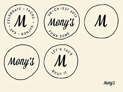 Mony's Tacos Visual Identity: Logos brand design brand identity branding funk zone logo logo design logo mark logodesign restaurant branding santa barbara tacos visual identity