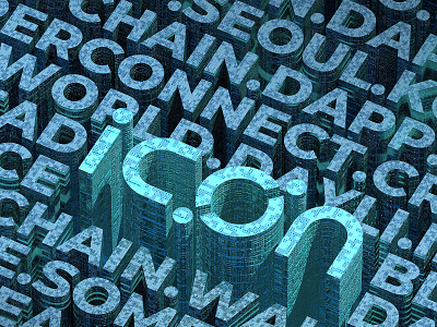 ICON: Word Cloud City 3d blockchain commercial art cryptocurrency icon illustration poster