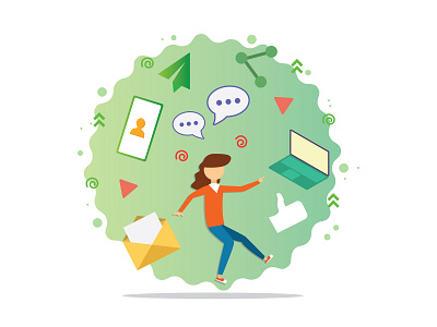 Social Media Manager Illustration app background design element flat gradient illustration media social ui ux vector web