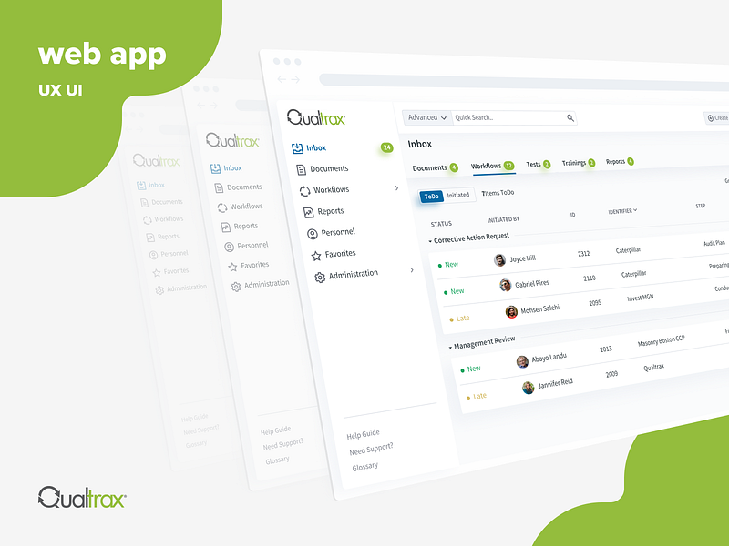 Qualtrax - Compliance Management Software compliance design system documents management ui usability testing user testing ux web app