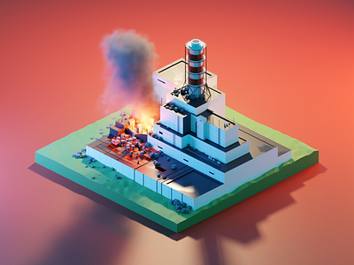 Chernobyl 3d blender chernobyl design diorama illustration isometric low poly lowpoly lowpolyart model powerplant render