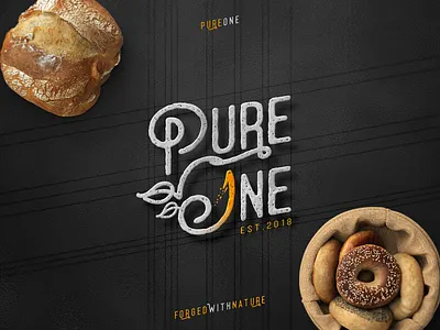 Pure One ™ / Logotype Design, Monochrome and Contrast Test bio black brand design canvas creative design established food forged fresh design grey healthy eating leafs logo design logotype nature logo one orange pure texture white