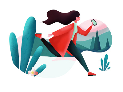 Like To Run In The Beautiful Morning beautiful morning branding color design flat illustration run ux vector woman