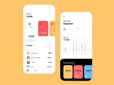 Finance & Banking App app balance bank bank account bank app bank cards banking app card clean design system finance financing interface management app mobile payment spendings statistic ui ux