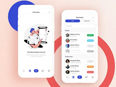 Keep In Touch Refresh app eleken empty state illustration ios list mobile reminder ui ux