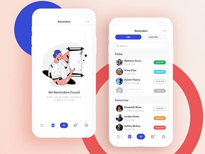 Keep In Touch Refresh app eleken empty state illustration ios list mobile reminder ui ux