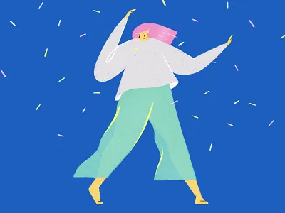 Dance, girl! blue character dance dancer girls illustration party woman