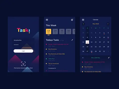 Taski App - Task Manager app dark interface kyran leech task task manager ui