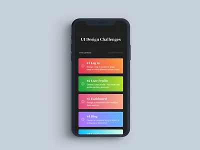 UI Design Challange App app app design icon ui web ios guide clean dark dark app dark mode gradient landing page light gradients minimalism mobile app mobile app design ui uiux ux
