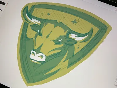 ZFL | Taurus Bulls Logo Process apple pencil astrology badge logo branding bull crest logo draw football gold green identity illustration ipadproart league process sketch sports branding taurus zodiac
