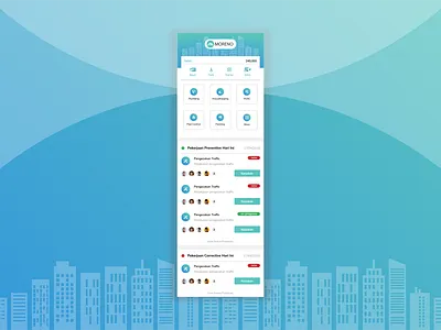 Building Management Mobile Apps Homepage with Card list task app building app complex design flat design homepage list main menu mainpage management app menu design mobile app modern design post simple status task ui ux