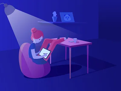 Ipad artist adobe illustrator artist characer drawing flat girl illustration ipad