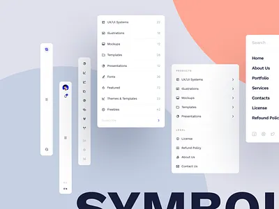 Symbol Design System 2 adaptive bars blocks components craftwork design design system interface navigation sidebar sketch symbol ui ux web