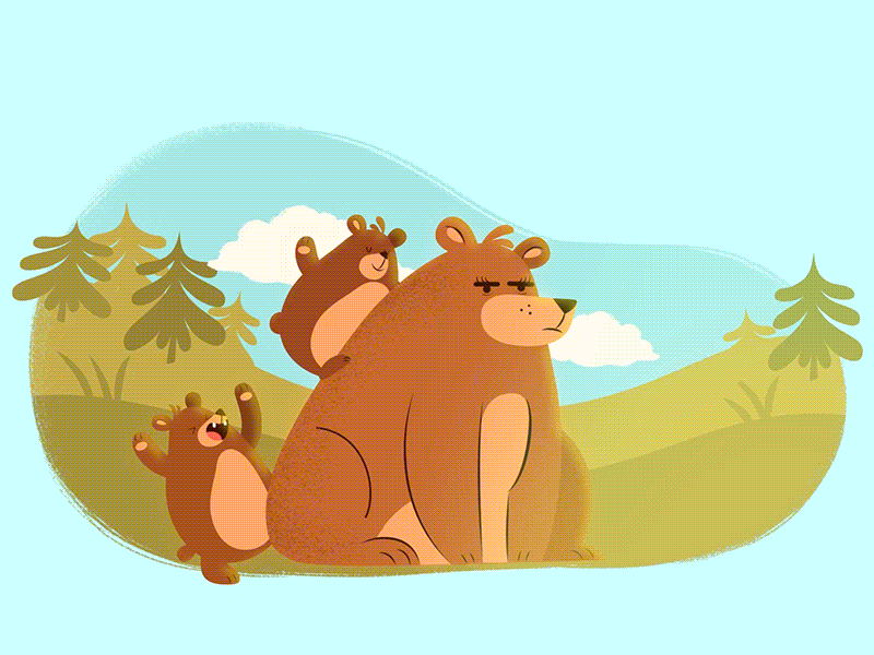 bears animals bears cloud flat forest sky tree trees wild wild animal