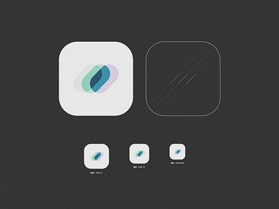 DailyUI App Icon #005 app app icon blue daily ui daily ui 005 design green grey icon medical app outlines pills purple tracker