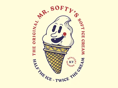 Mr. Softy's Soft Serve Ice Cream branding design icon illustration retro retrowave vector