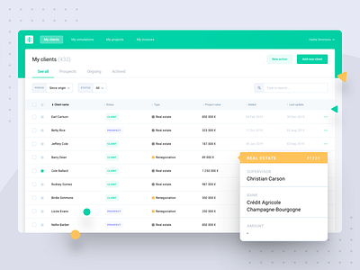 Housing Project | Table view app banking clean dashboard design desktop filters financial fintech list list view listing minimal product table table view ui webapp whitespace