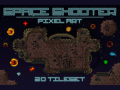Space Shooter Tileset Pixel Art game game assets gamedev pixel art space shooter tileset