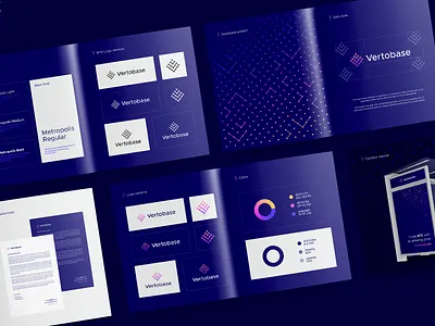 Vertobase Brand Guidelines bitcoin brand design brand guidelines brand studio brandbook branding creative strategy crypto brand dark mode finance fintech fintech branding fintech identity gradient guidelines identity logo design logo mark pattern smart by design
