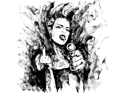 Hi And Fuck You Speedpaint cyberpunk ink portrait speedpaint