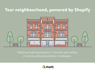 Shopify Digital Main Street buildings city illustration neighbourhood shopify street
