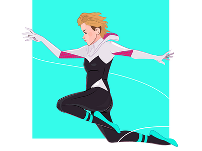 Gwen Stacy action art cartoon character character design comic concept art design drawing fashion flat vector hero illustration marvel poster spider man vector women
