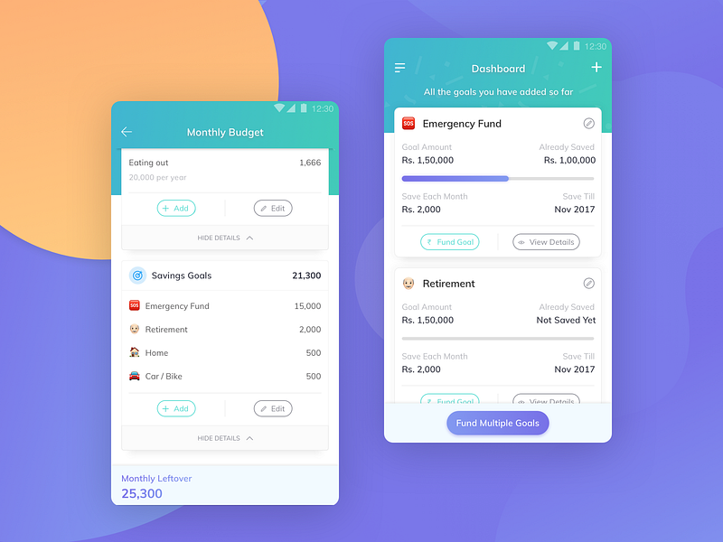 EasyPlan - User Interface Design budget button dashboard design finance gradient mobile money procreator sketch typography ui user interface ux vector