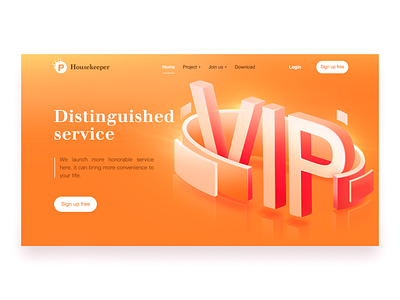 Housekeeper beautiful design illustration logo orange pink service ui vip web