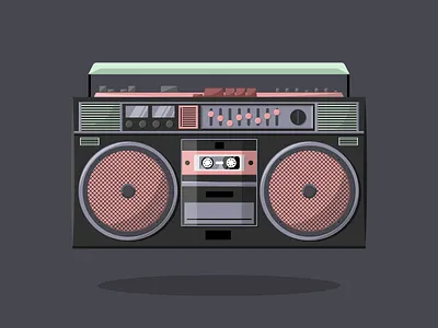 Retro Boombox 80s 90s flatdesign flatvector minimalist retro retroart simple vector vectorart vectorillustration