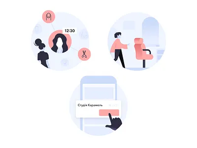 Onboarding illustration set barber beauty salon guide illustration illustrations onboarding onboarding illustration onboarding screens onboarding ui salon ui uiux ux walkthrough welcome wellness