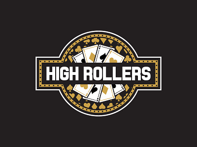 High Rollers branding cards gold graphic design high roller logo poker team
