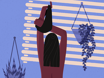 Morning Shadows, part 2 adobe illustrator adobe photoshop blue design inspiration getting ready girl grain grainy illustration illustrator morning morning routine olga hashim peaceful pink plants purple relaxation shadows texture